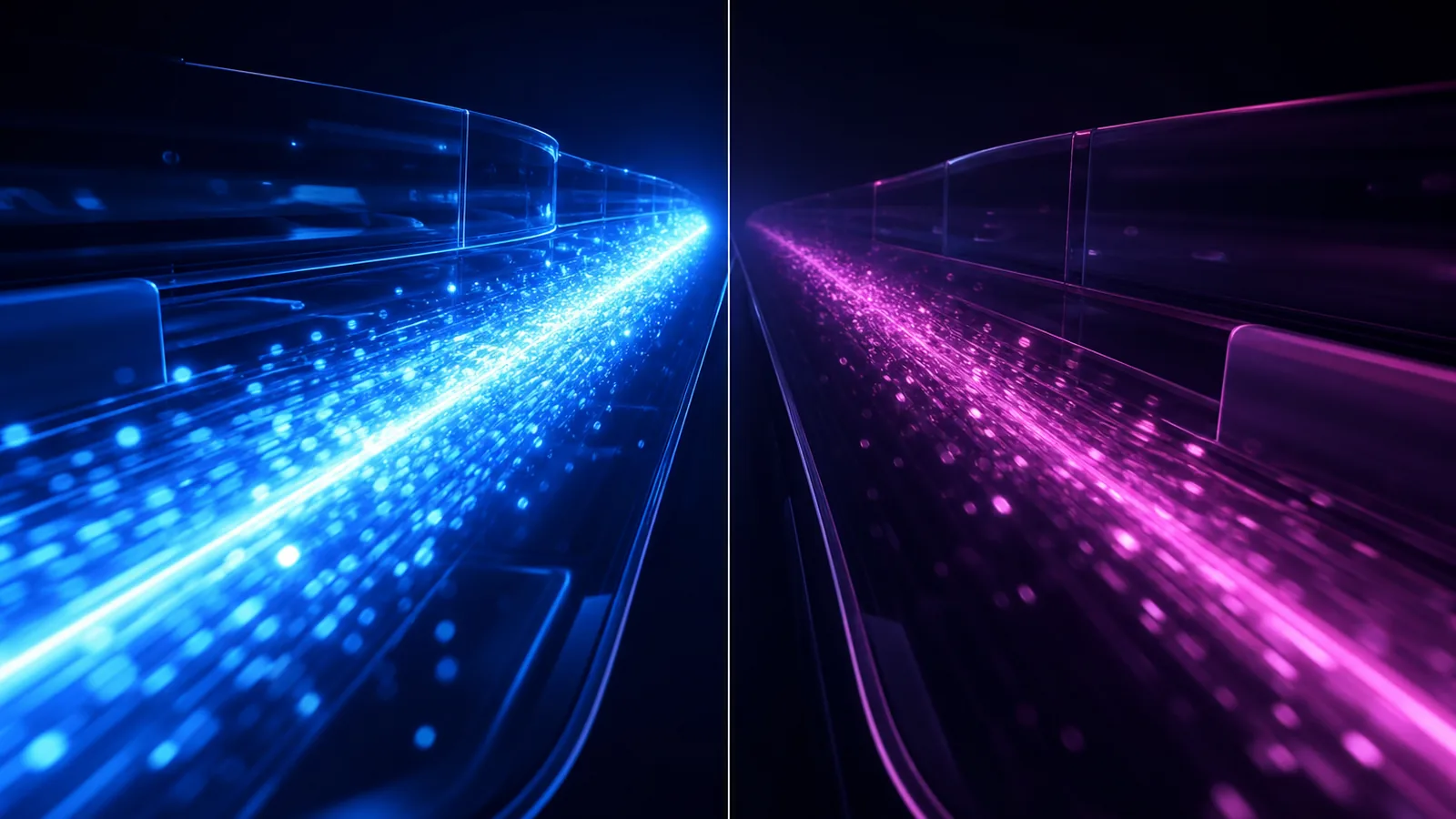 Comparaison du temps de réponse entre un serveur LiteSpeed et un serveur web standard, split bleu et magenta